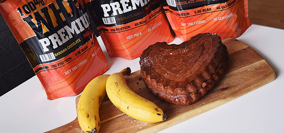 Krämig bananchokladkaka med whey proteinpulver